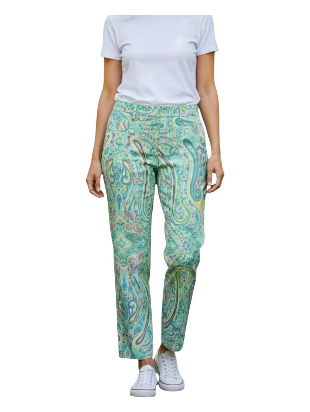 Ralph Lauren Black Label Womens Multi Color Paisley Floral Print Cotton Pants 8